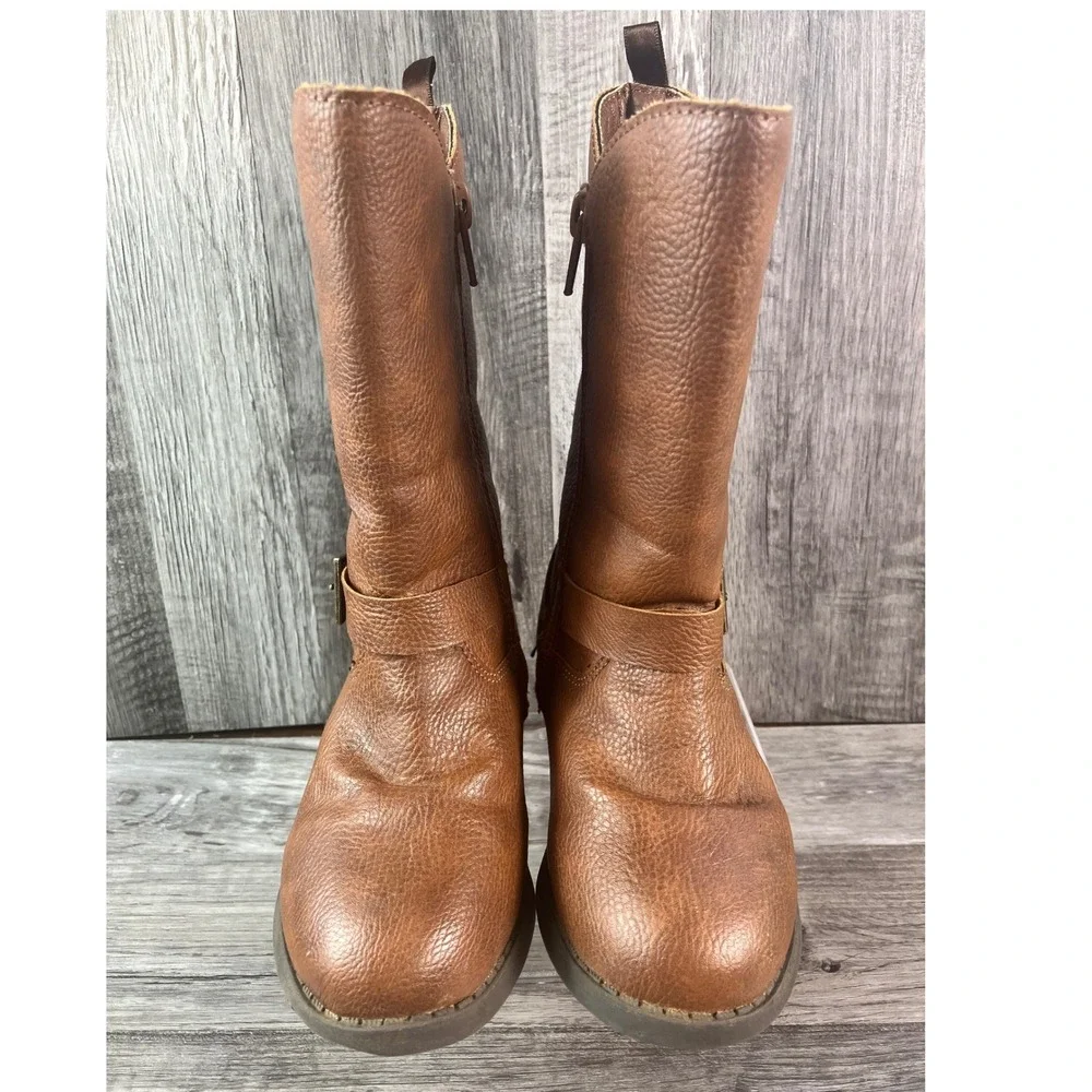 OshKosh Bgosh Lumi Toddler Girls Brown Pebbled Riding Boots Size 9M OF23R02H